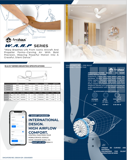 WARP 3-Blades Hugger Ceiling Fan PARQUET