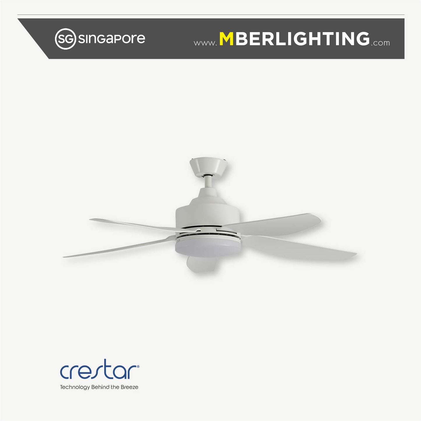 AIRIS+ 5-Blades Drop-Rod Ceiling Fan WHITE