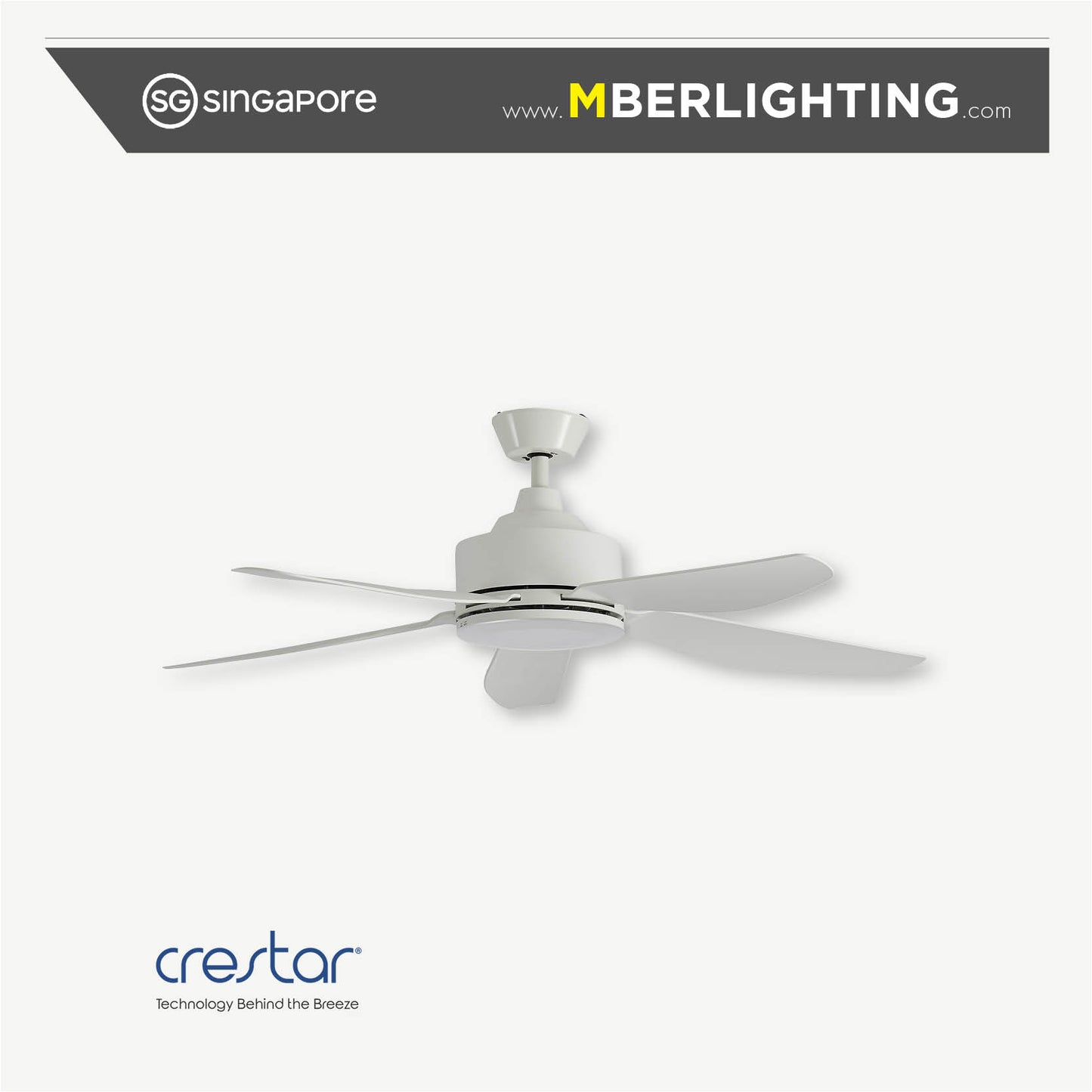 AIRIS+ 5-Blades Drop-Rod Ceiling Fan WHITE