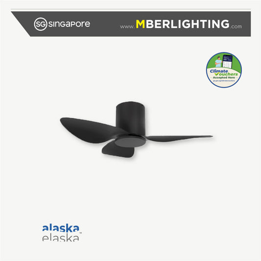 Aspen 3-blade 38" ceiling fan in full black without light