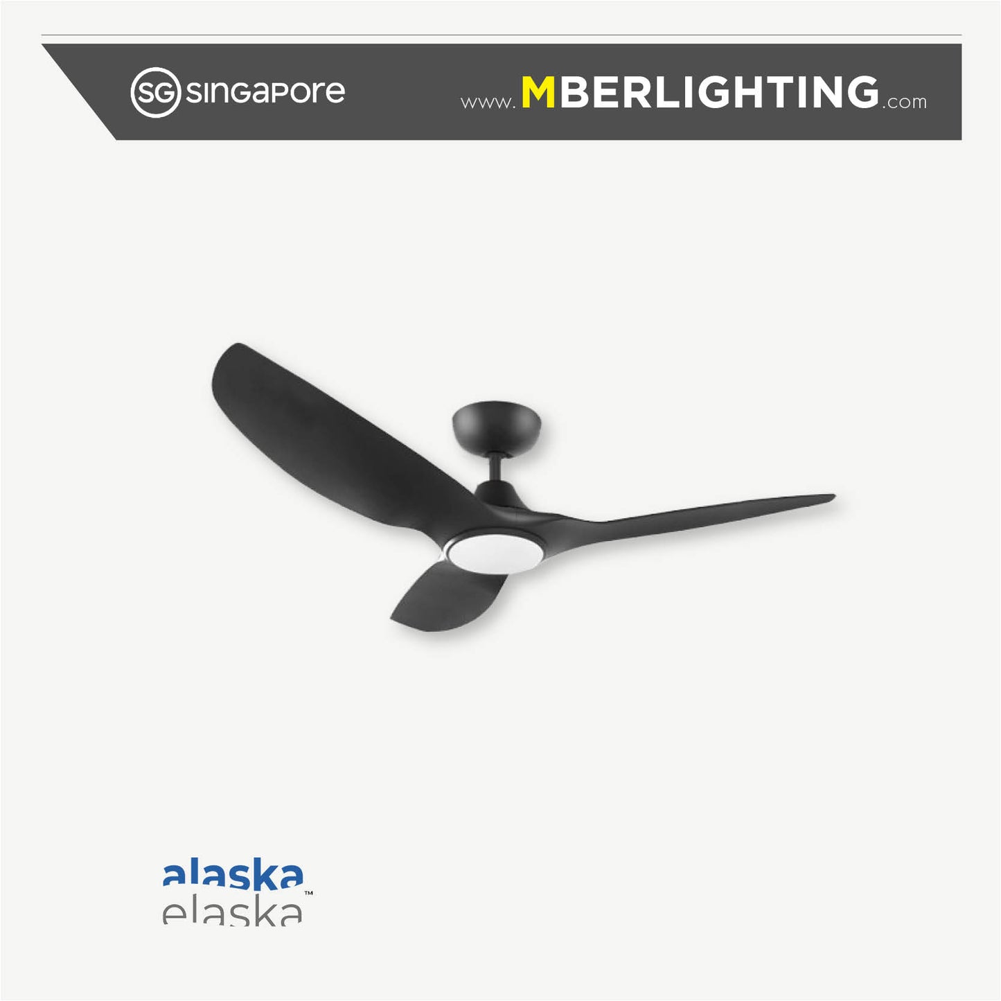 AURA 3-Blades Drop Rod Ceiling Fan BLACK