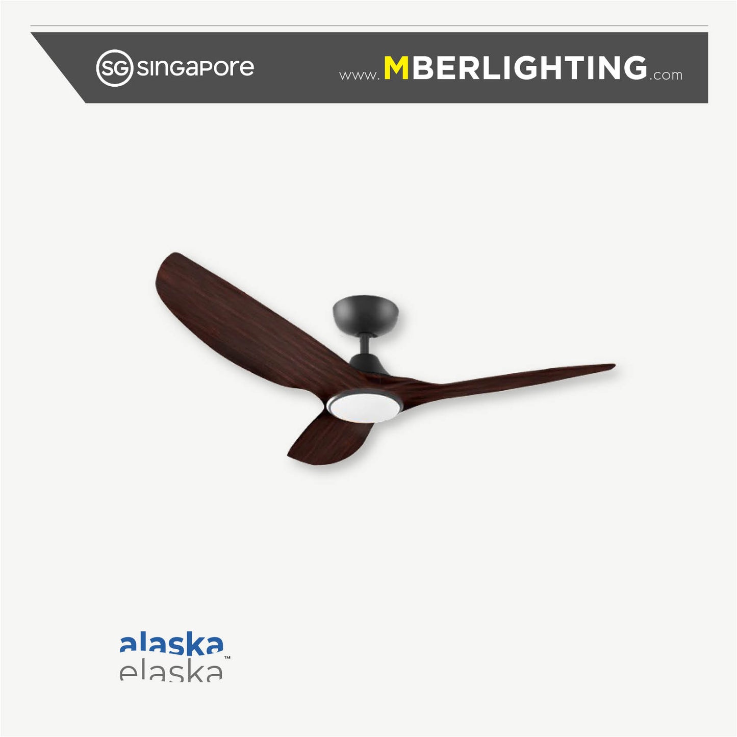 AURA 3-Blades Drop Rod Ceiling Fan DARK WOOD