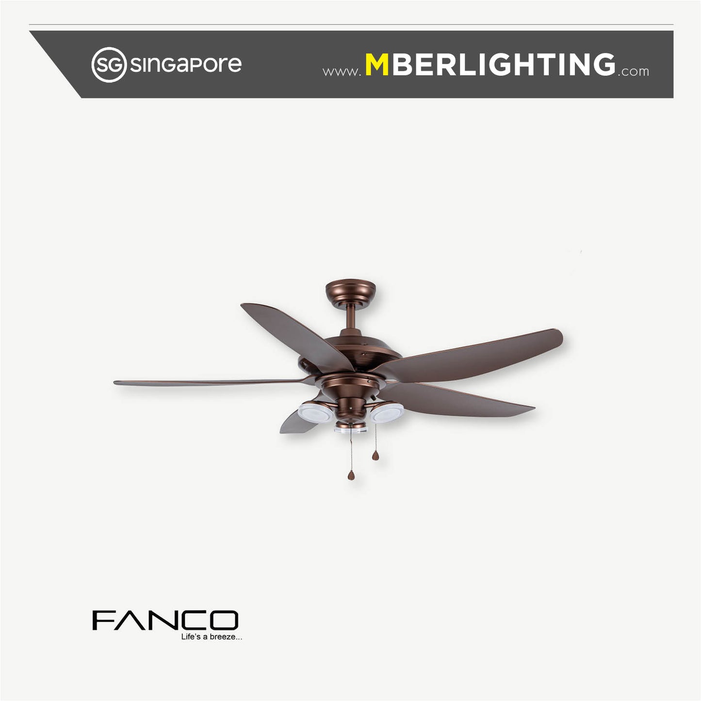 AIRTRACK PLUS 5-Blades Drop-Rod Ceiling Fan COPPER