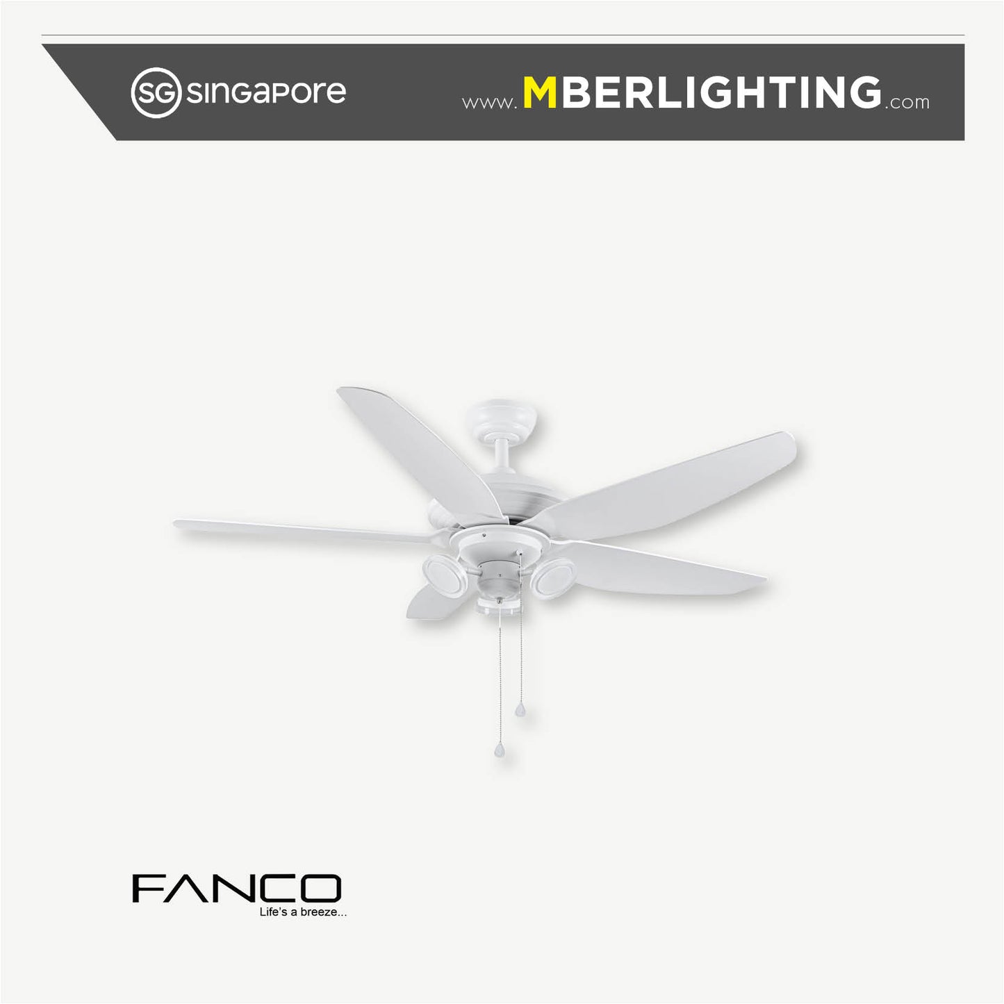 AIRTRACK PLUS 5-Blades Drop-Rod Ceiling Fan WHITE