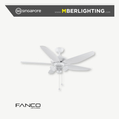 AIRTRACK PLUS 5-Blades Drop-Rod Ceiling Fan WHITE