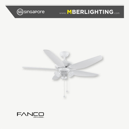 AIRTRACK PLUS 5-Blades Drop-Rod Ceiling Fan WHITE