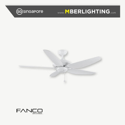 AIRTRACK PLUS 5-Blades Drop-Rod Ceiling Fan WHITE