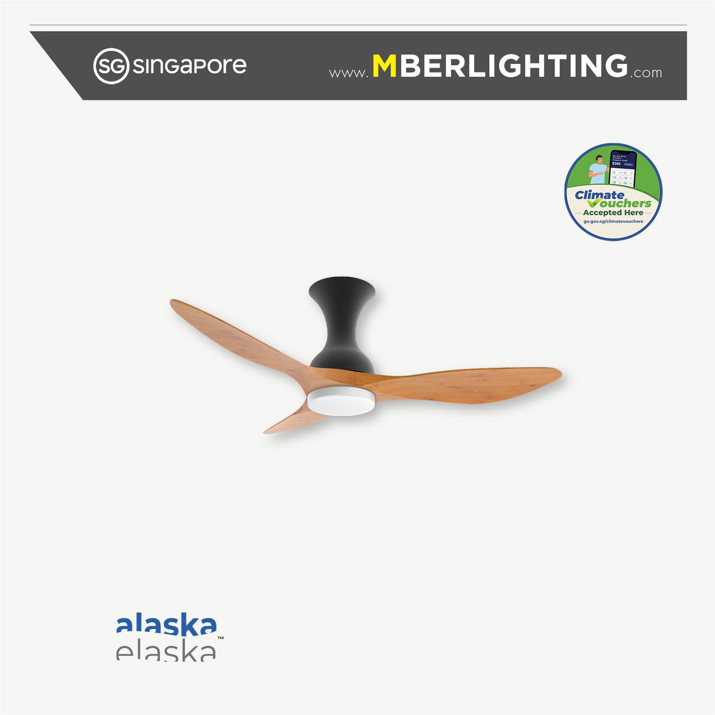 DRAFT 3-Blades Hugger Ceiling Fan PARQUET