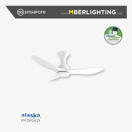 DRAFT 3-Blades Hugger Ceiling Fan in full white with LED