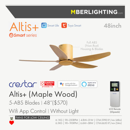 ALTIS+ 5-Blades Hugger Ceiling Fan MAPLE WOOD