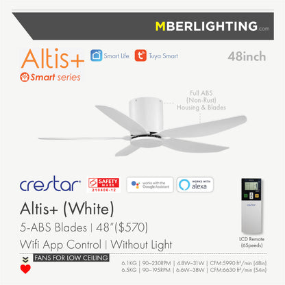 ALTIS+ 5-Blades Hugger Ceiling Fan WHITE