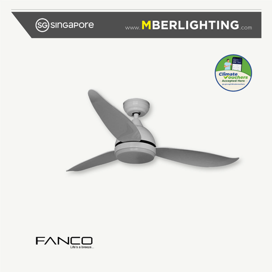 BSTAR 3-Blades Drop-Rod Ceiling Fan WHITE