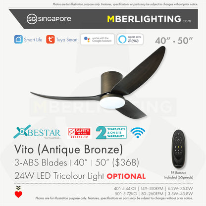 VITO3 3-Blades Hugger Ceiling Fan ANTIQUE BRONZE
