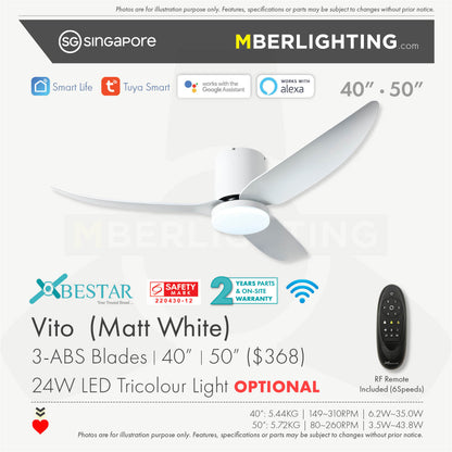 VITO3 3-Blades Hugger Ceiling Fan WHITE