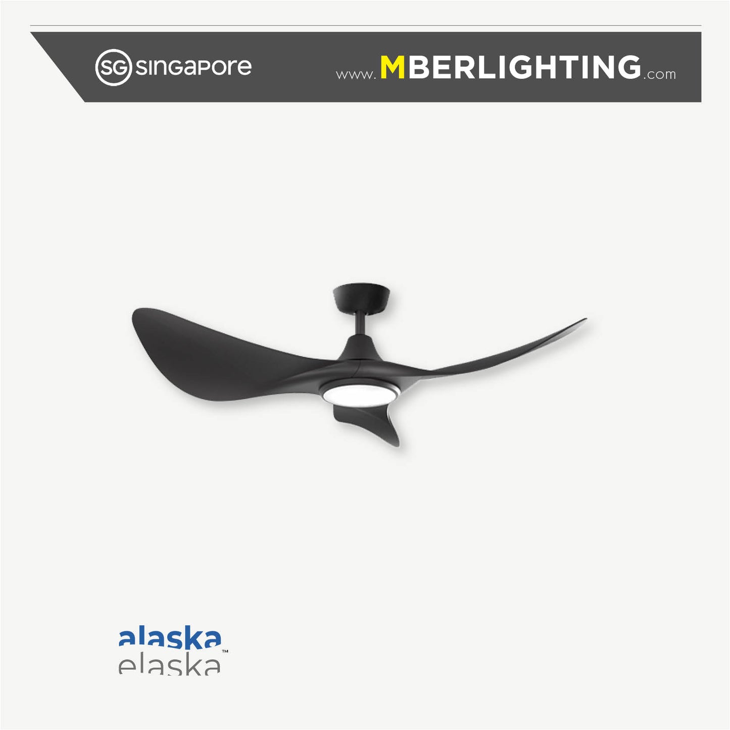 Bura Cura 3-Blades Drop Rod Ceiling Fan BLACK