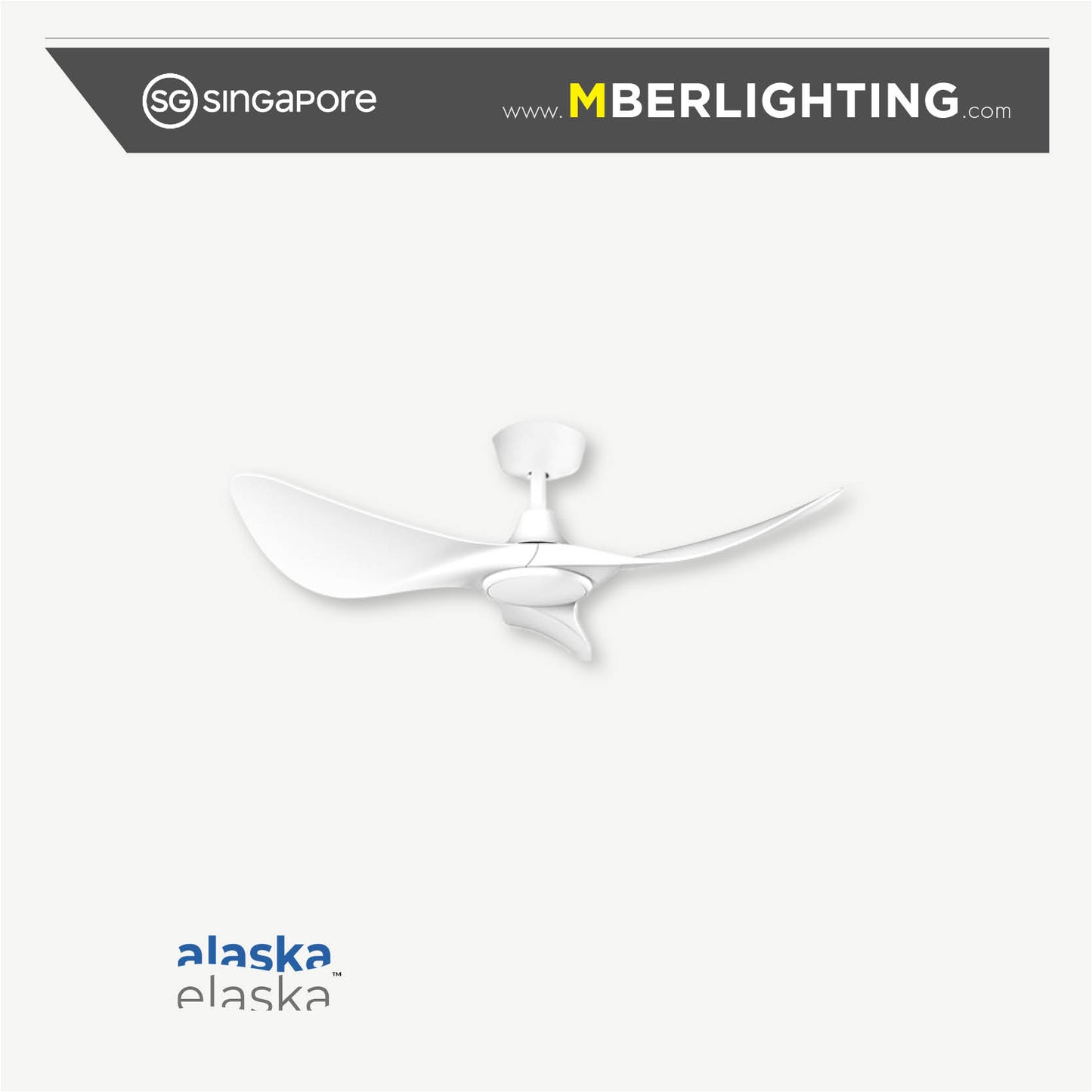 Bura Cura 3-Blades Drop Rod Ceiling Fan WHITE