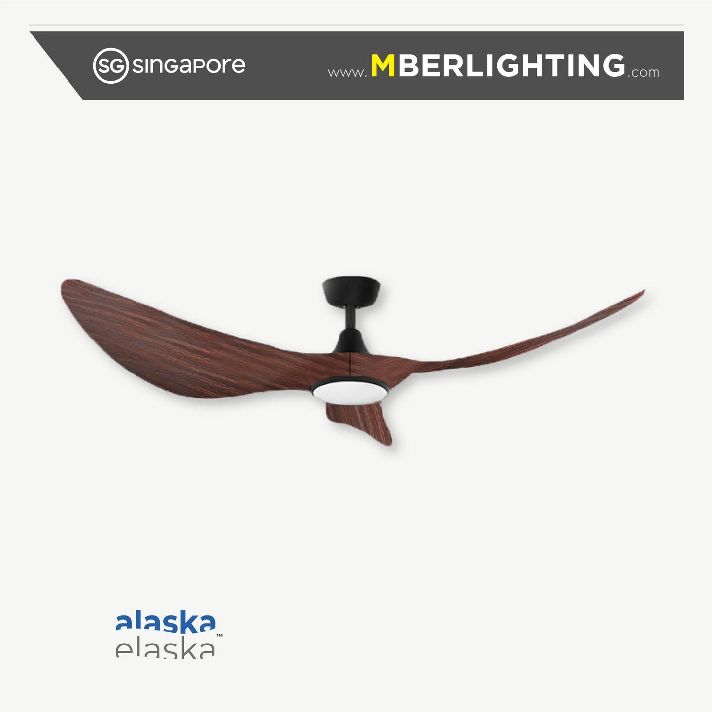 Bura Cura 3-Blades Drop Rod Ceiling Fan DARK WOOD