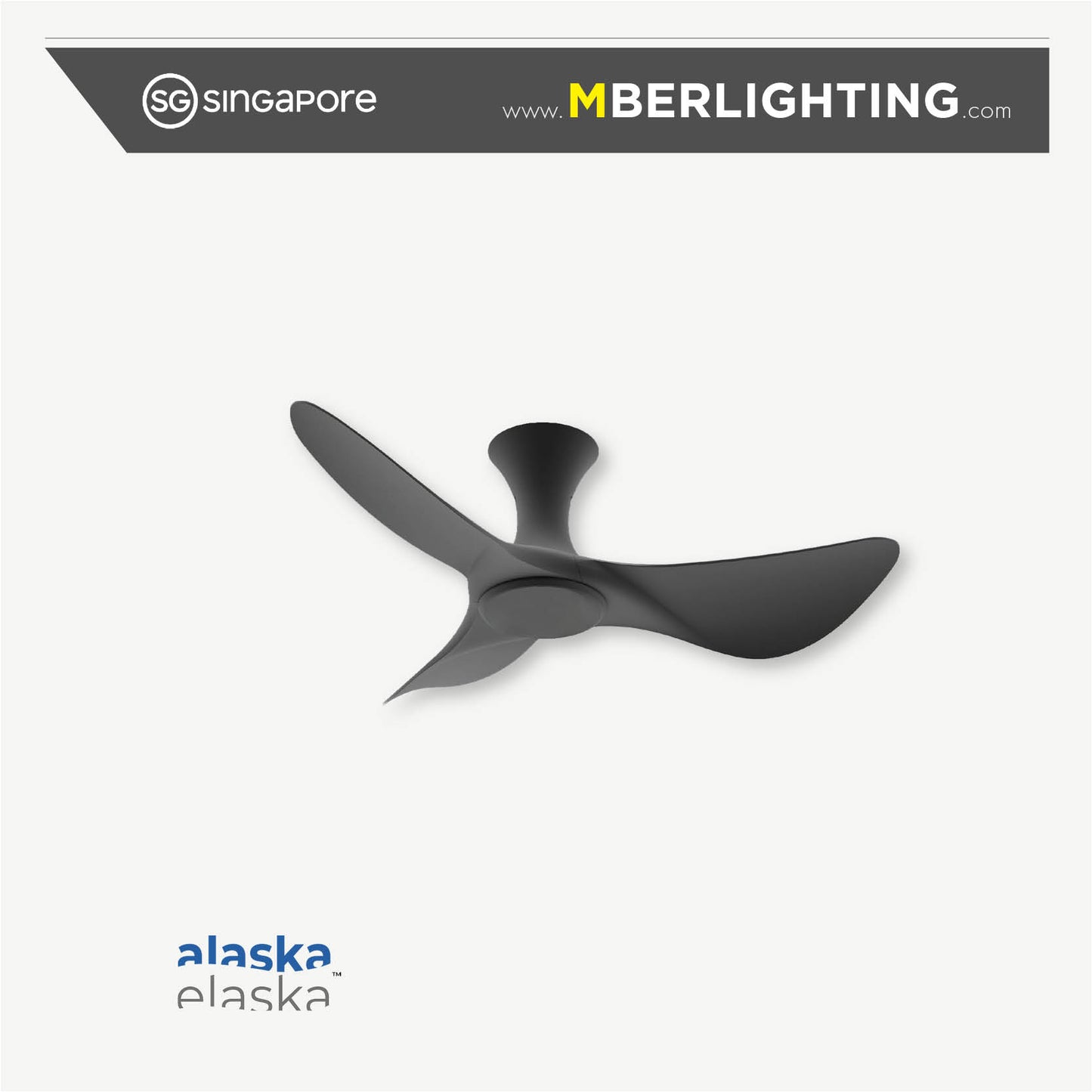 BuraH CuraH 3-Blades Hugger Ceiling Fan BLACK