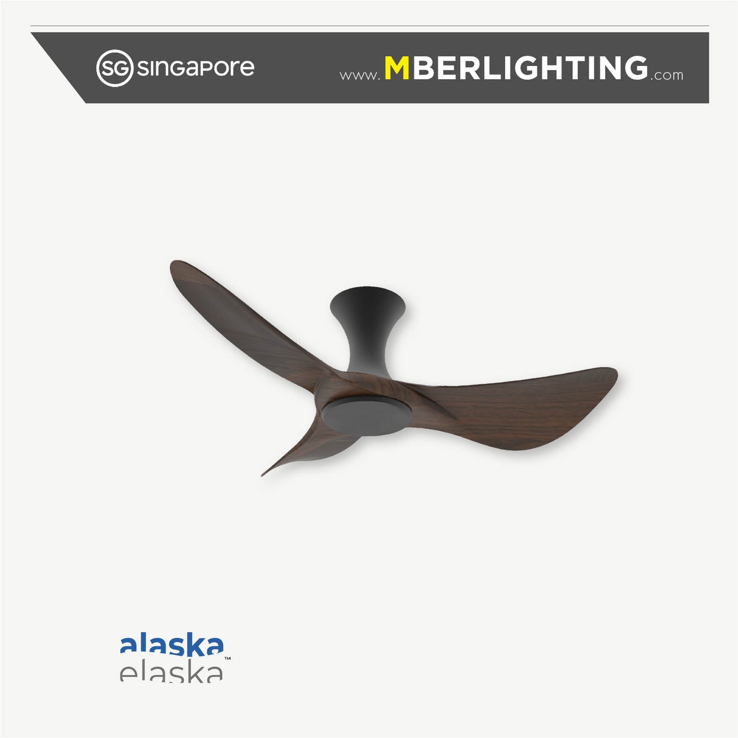 BuraH CuraH 3-Blades Hugger Ceiling Fan DARK WOOD