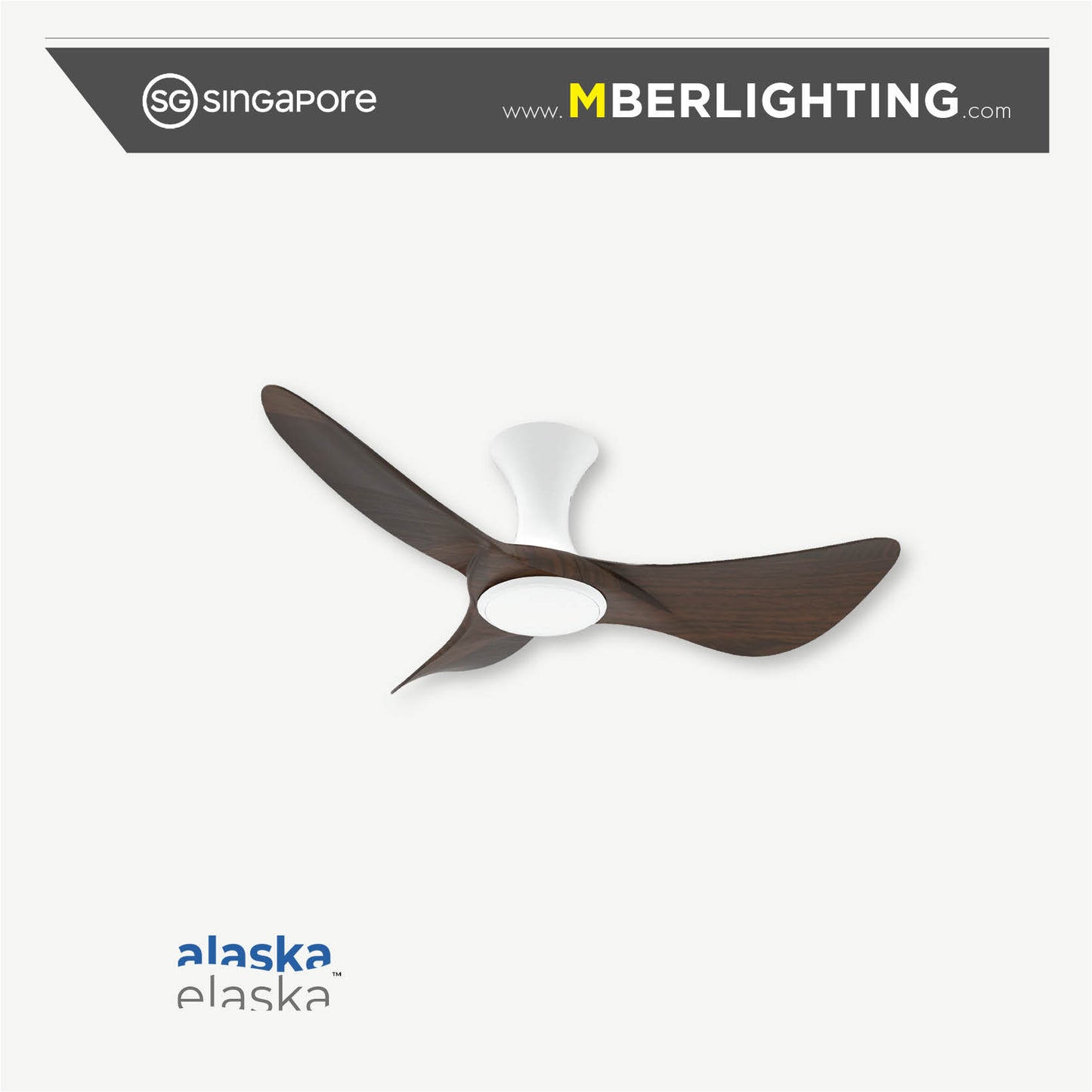 BuraH CuraH 3-Blades Hugger Ceiling Fan DARK WOOD