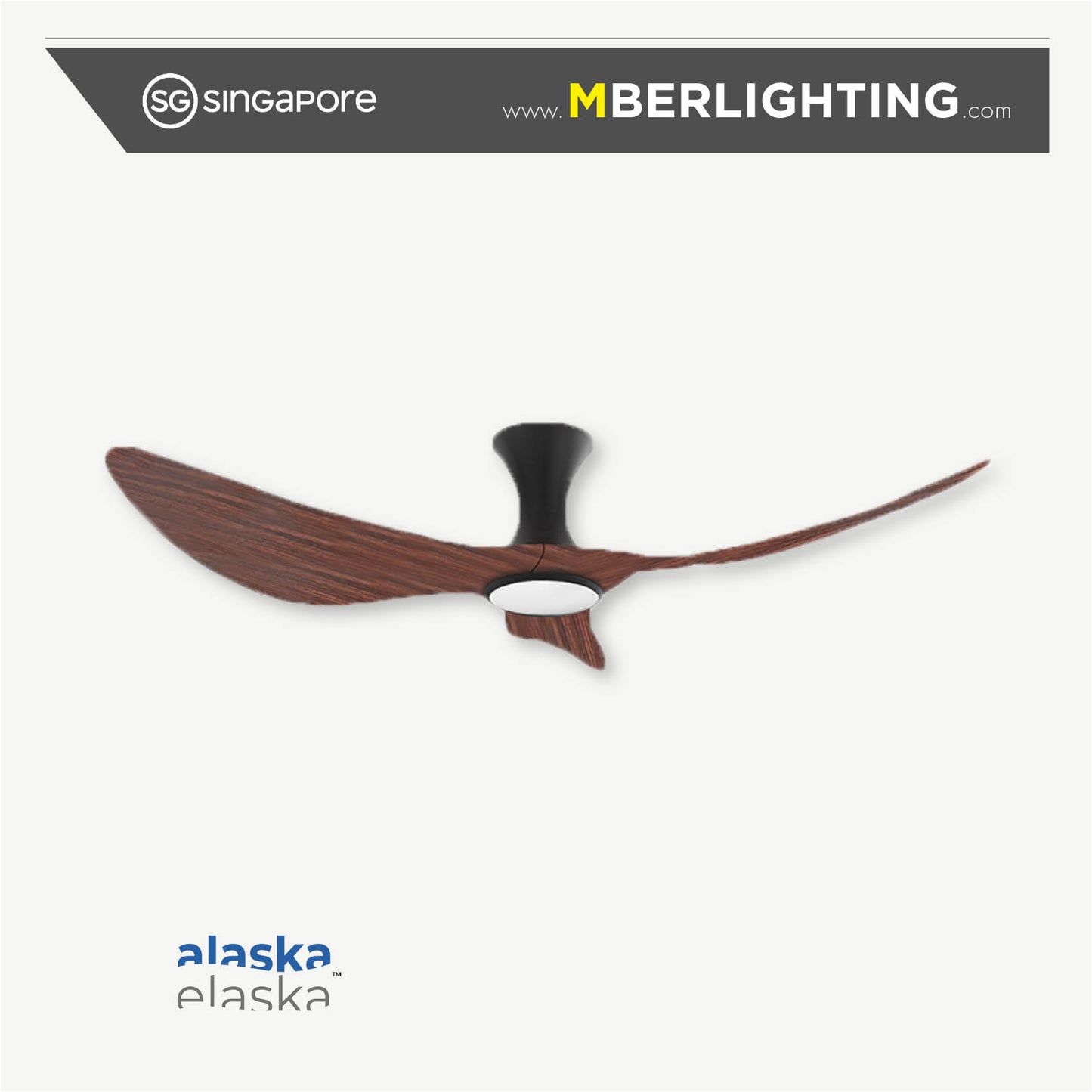 BuraH CuraH 3-Blades Hugger Ceiling Fan DARK WOOD