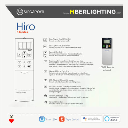 HIRO+ 3-Blades Hugger Ceiling Fan SPECTRUM