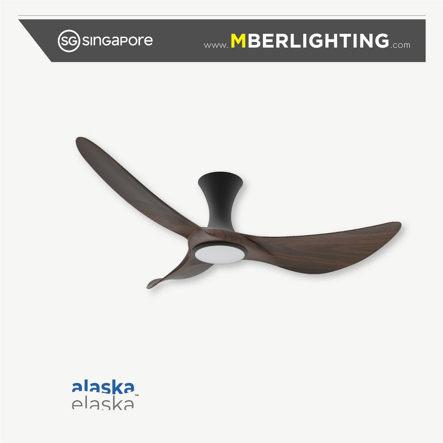 BuraH CuraH 3-Blades Hugger Ceiling Fan DARK WOOD