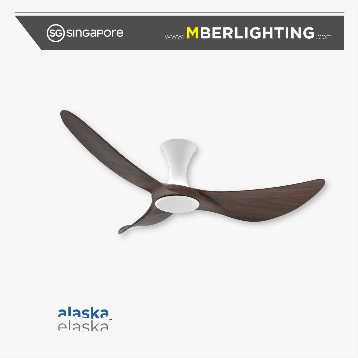 BuraH CuraH 3-Blades Hugger Ceiling Fan DARK WOOD