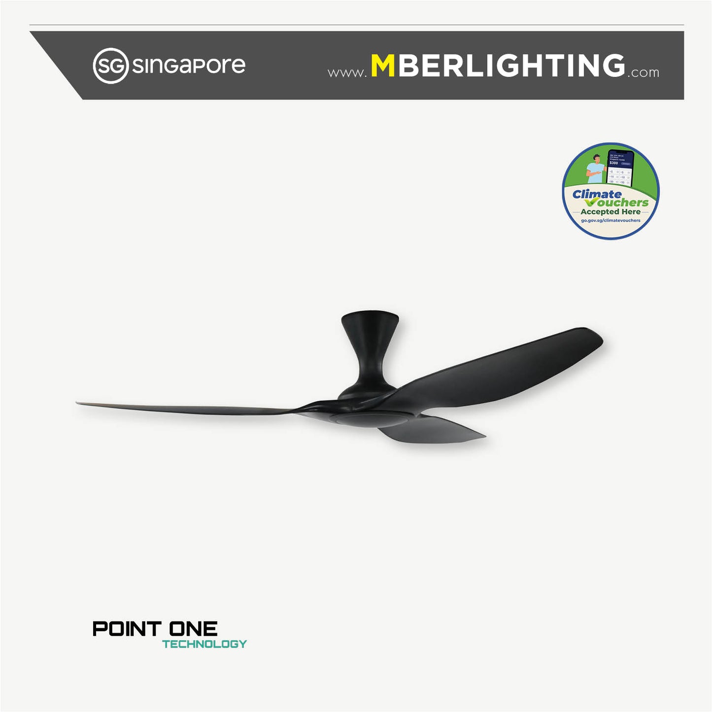 cyclone 3blade ceiling fan in full black colour without LED light