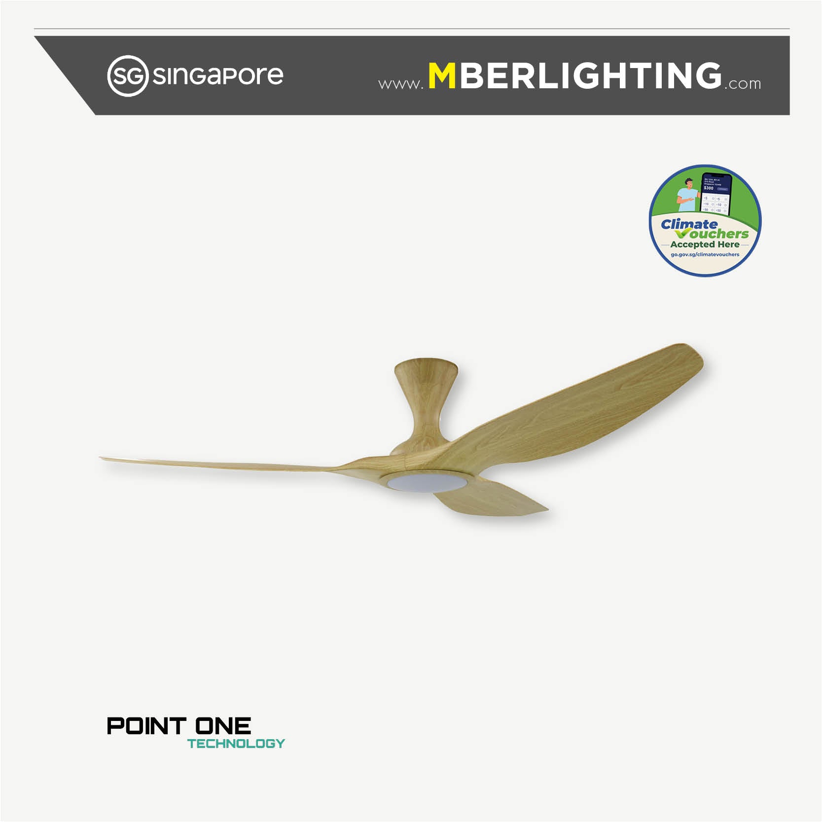 cyclone 3blade ceiling fan in full pine colour with LED light 