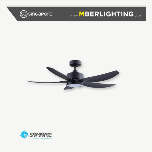 DC5 5-Blades Drop Rod Ceiling Fan BLACK