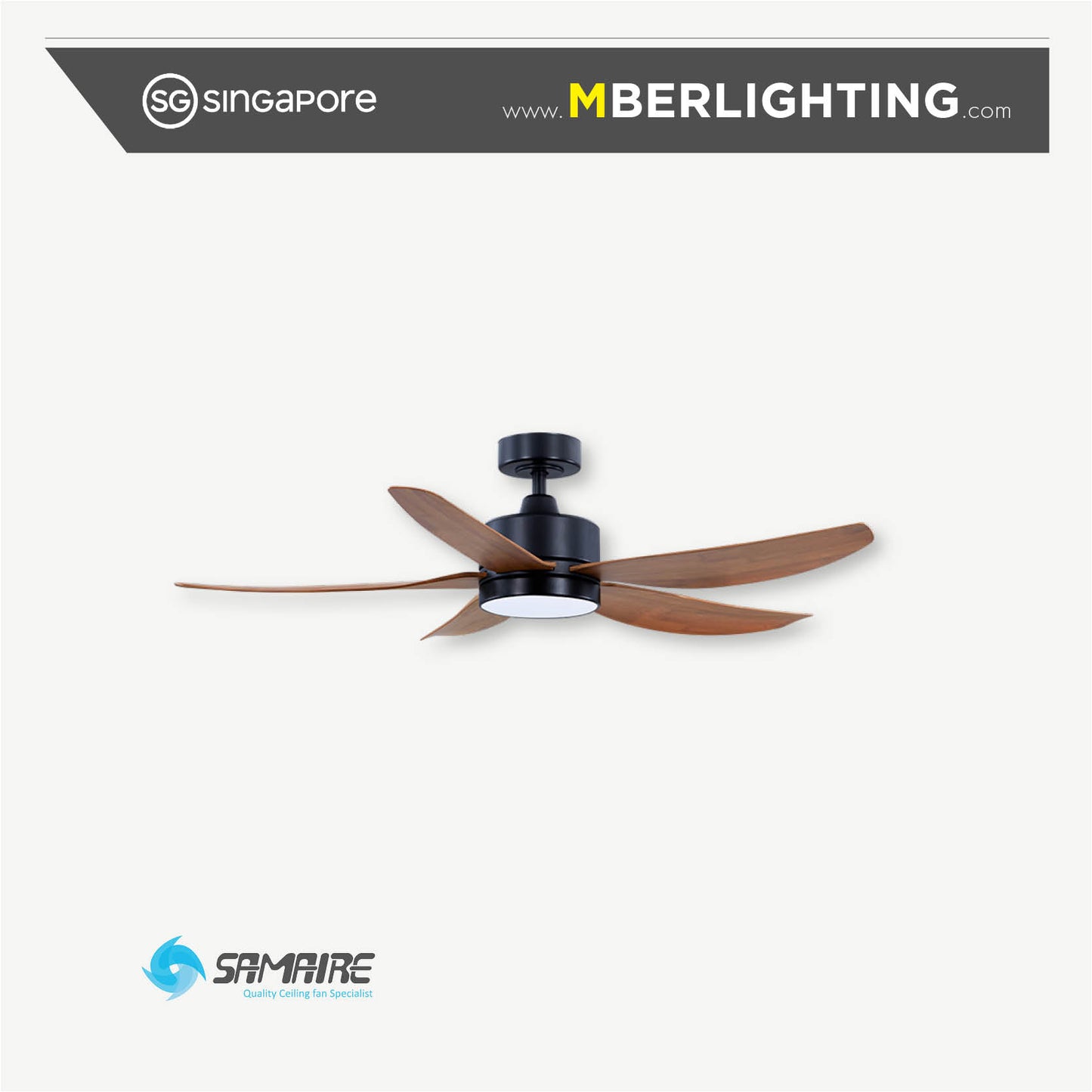 DC5 5-Blades Drop Rod Ceiling Fan PARQUET
