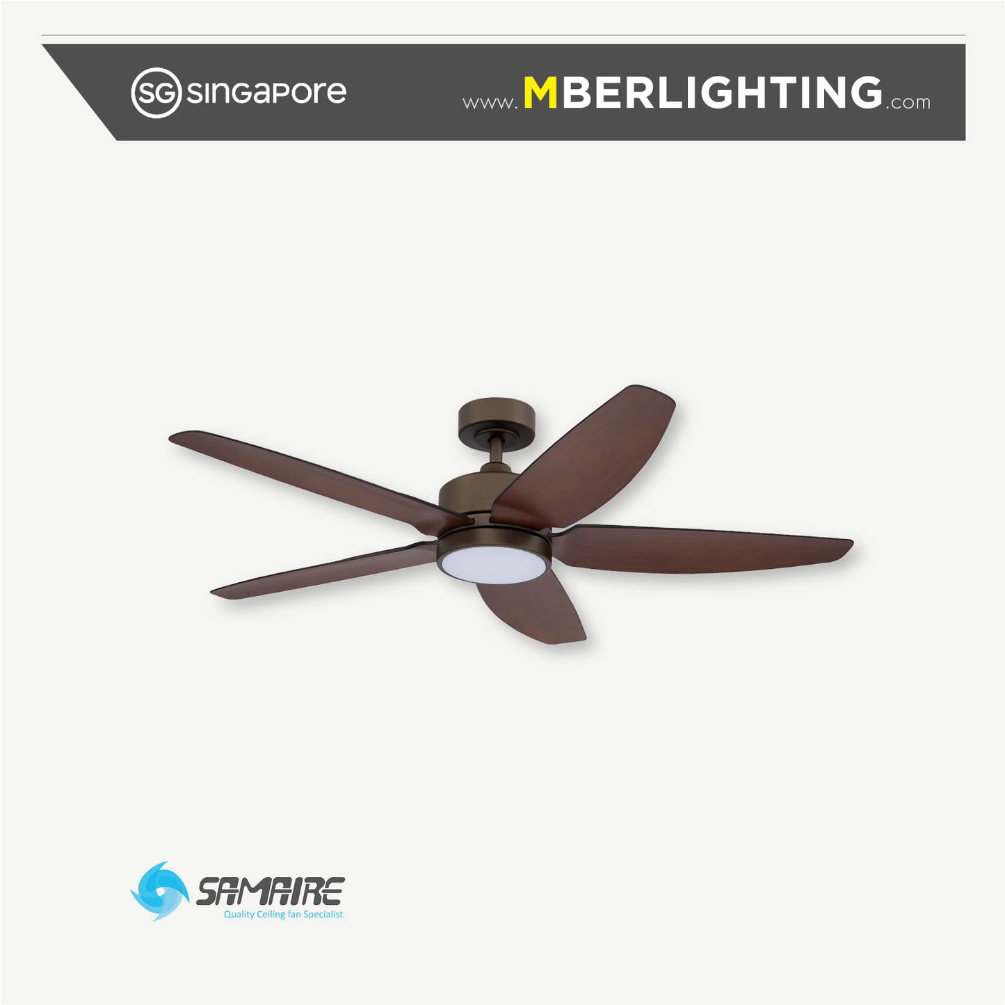 DC5 5-Blades Drop Rod Ceiling Fan ROMAN BRONZE