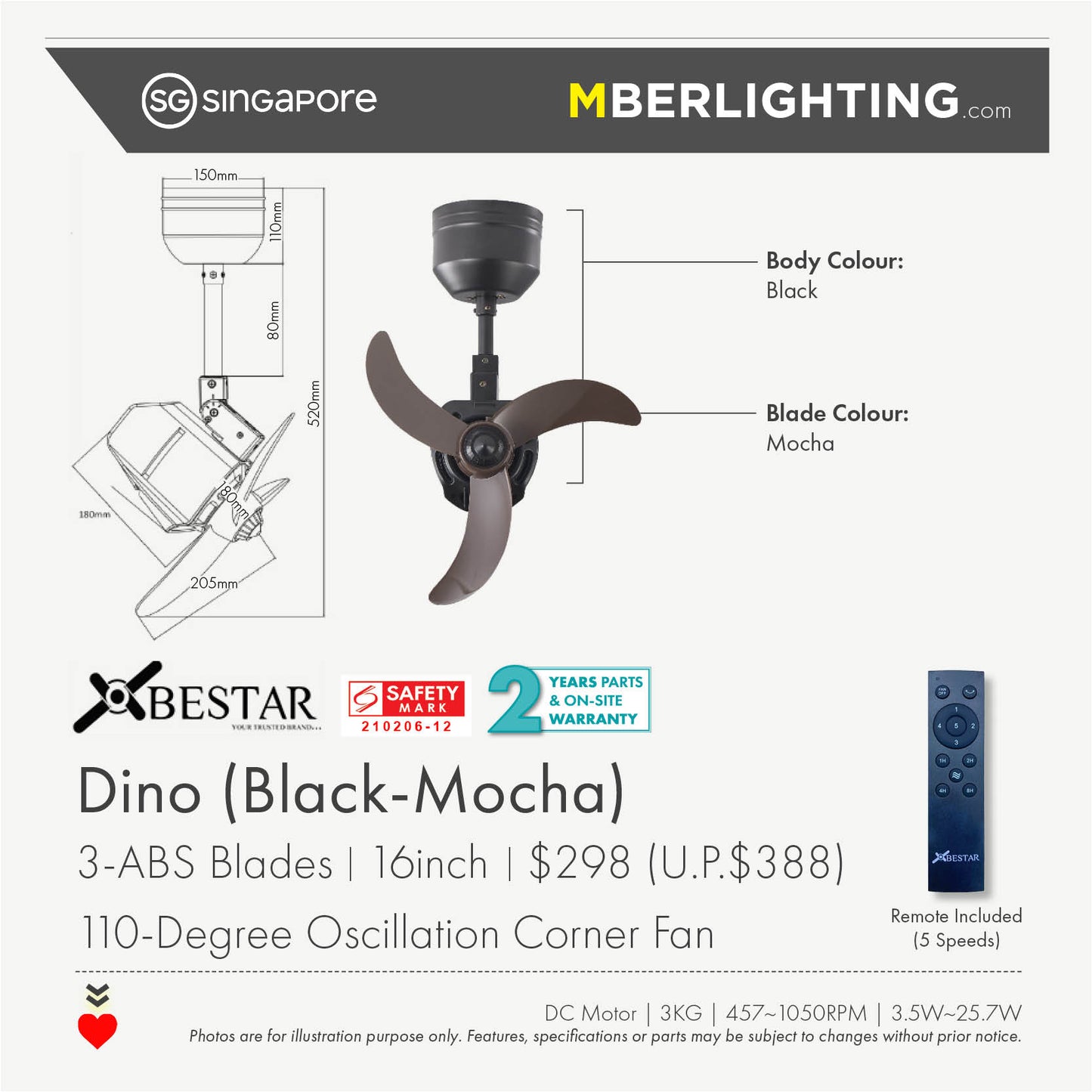 DINO Corner Fan MOCHA