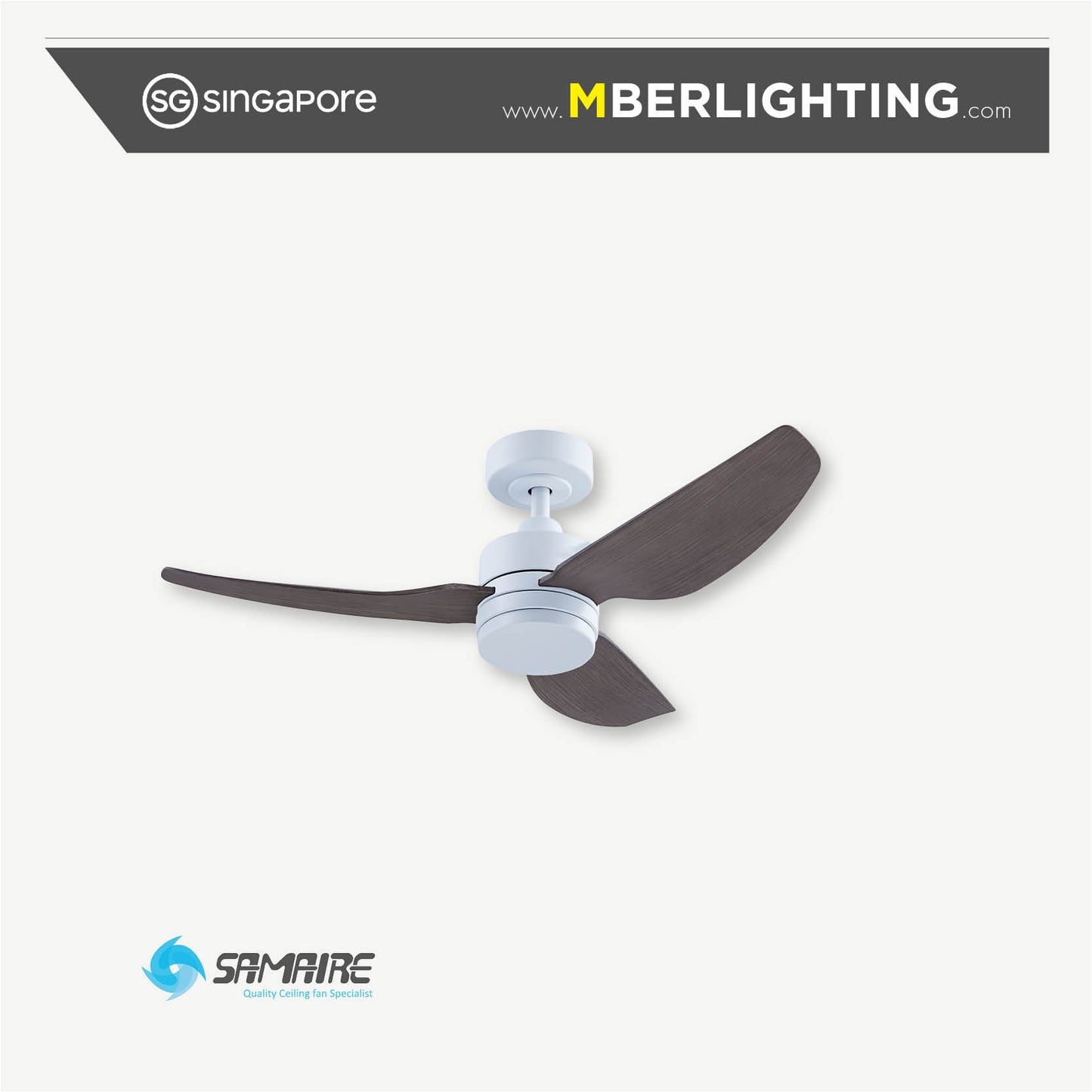 E-CO 3-Blades Drop Rod Ceiling Fan DRIFTWOOD