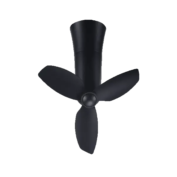 Spin Espada full black ceiling mount corner fan animated gif