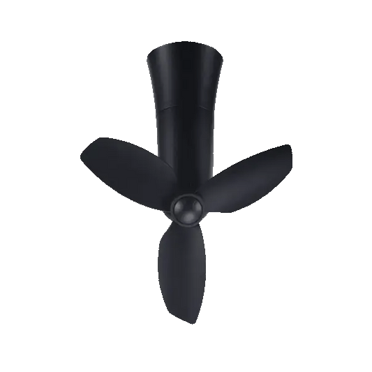 Spin Espada full black ceiling mount corner fan animated gif