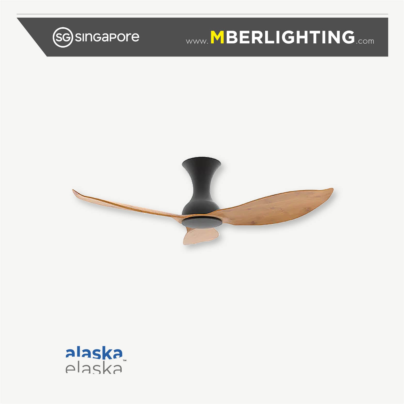 EVORA-JETT ceiling fan with parquet blades and black body without light