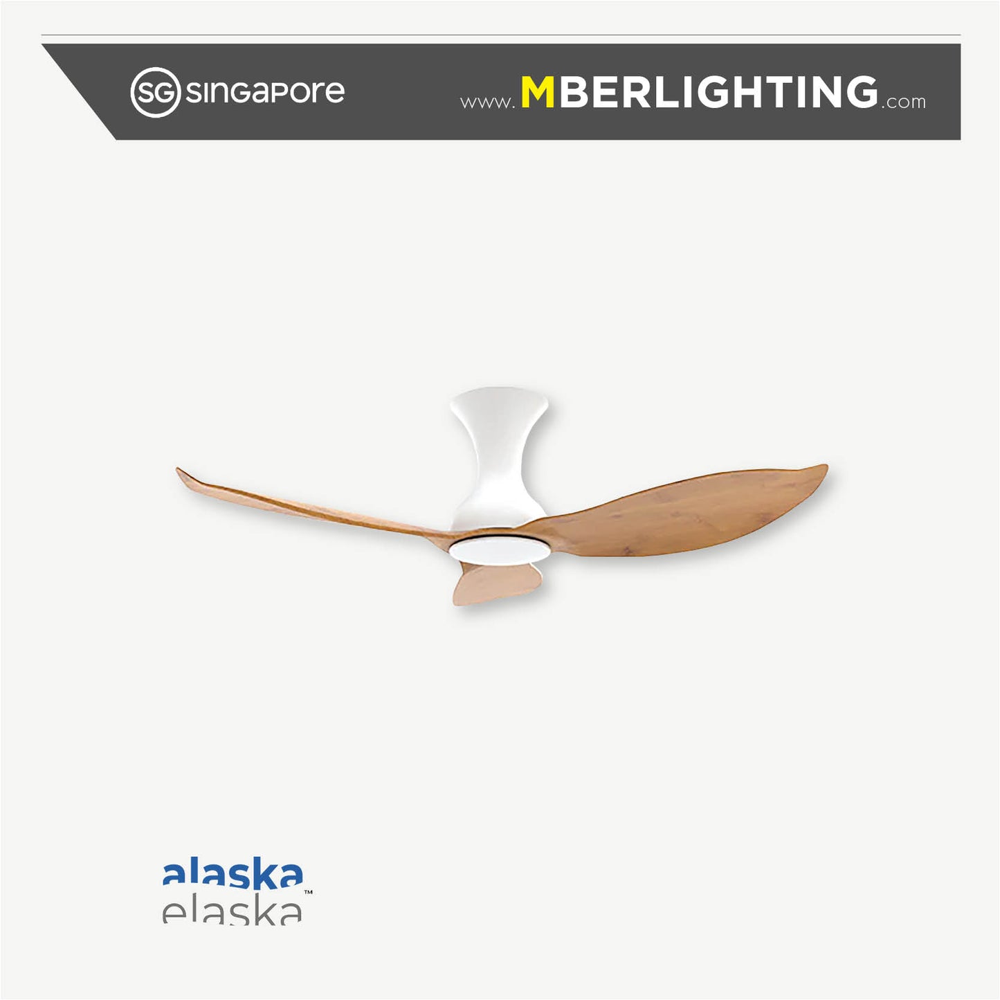 EVORA-JETT ceiling fan with parquet blades and white body without light