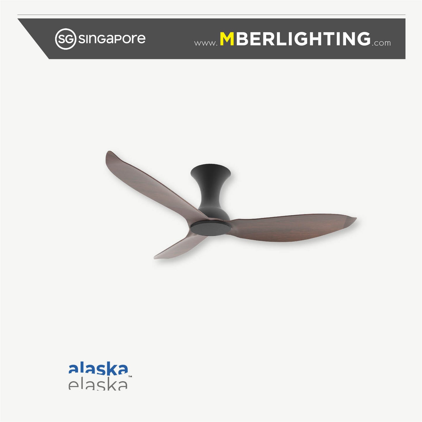 EVORA-JETT ceiling fan with dark wood  52" blades and black body without light