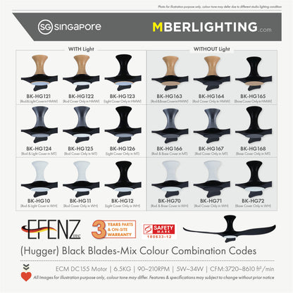 EFENZ 3-Blade Hugger Ceiling Fan BLACK