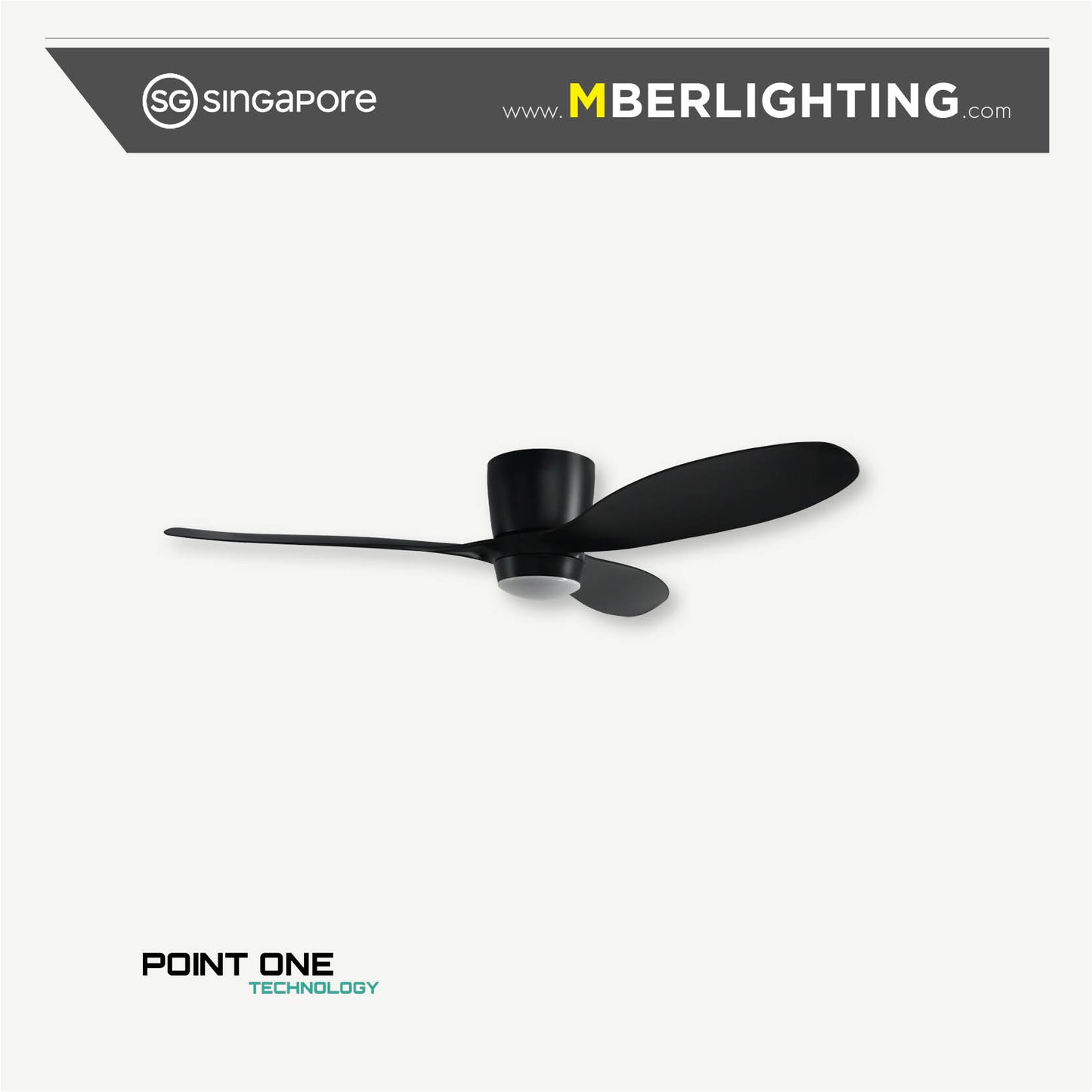 F63 PZERO 3-Blades Hugger Ceiling Fan BLACK