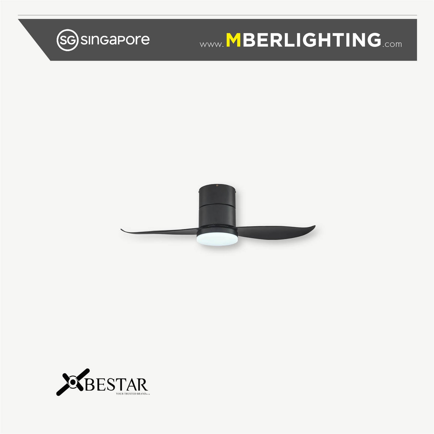 FALCON 2-Blades Hugger Ceiling Fan BLACK
