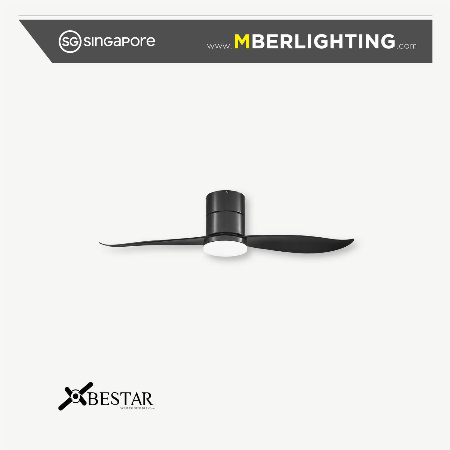 FALCON 2-Blades Hugger Ceiling Fan BLACK
