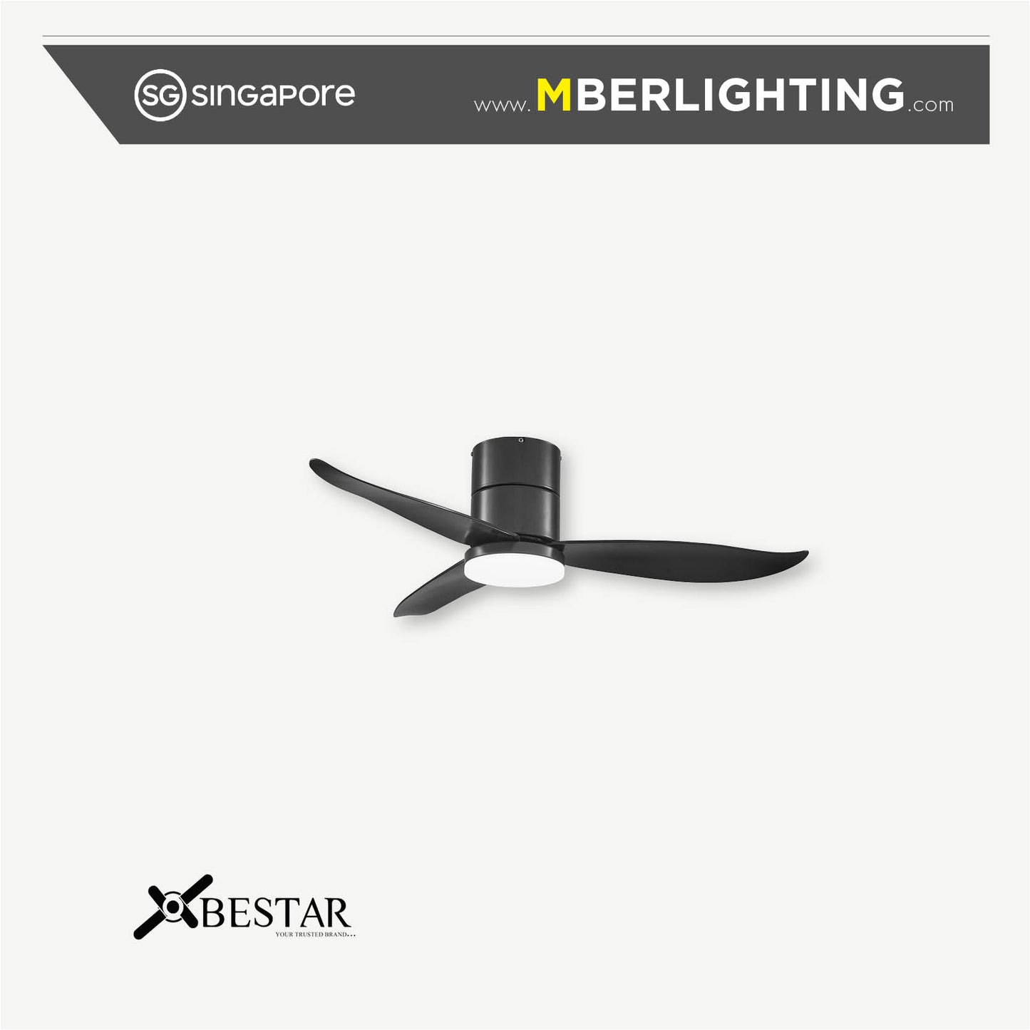 FALCON 3-Blades Hugger Ceiling Fan BLACK