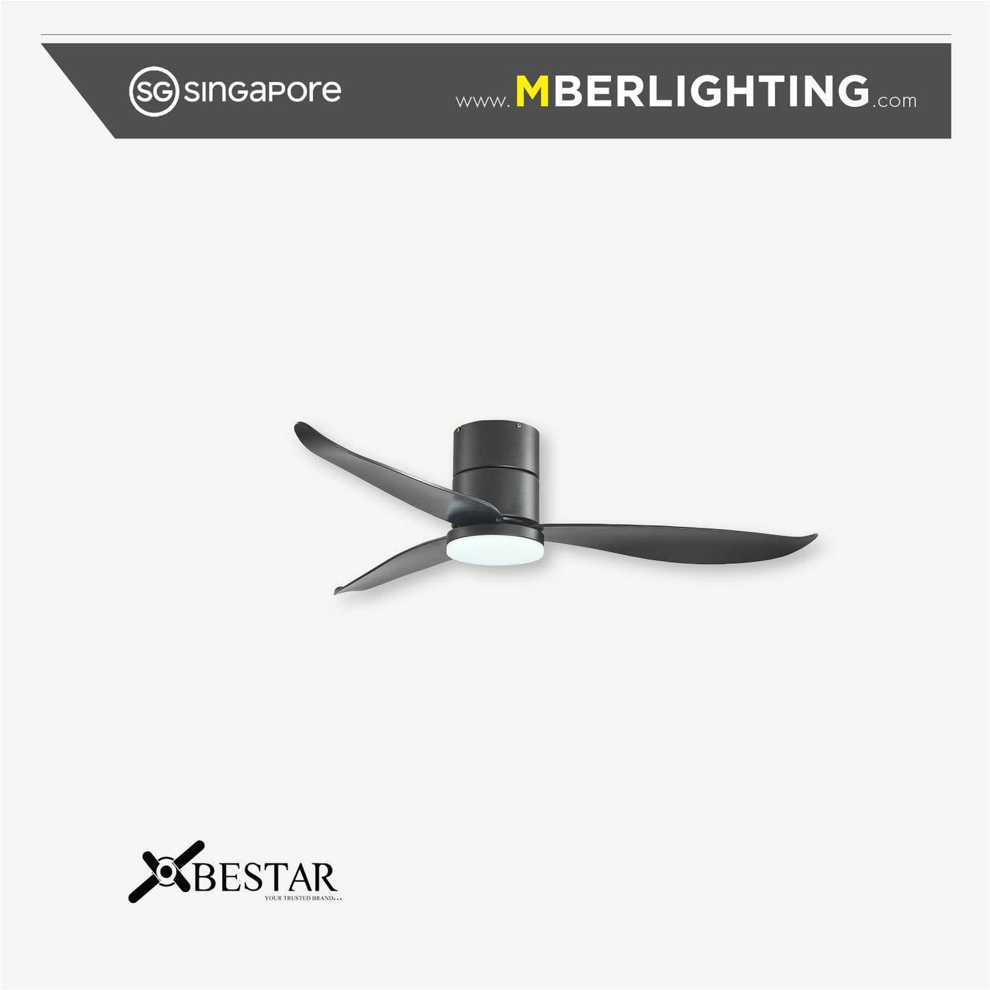 FALCON 3-Blades Hugger Ceiling Fan BLACK