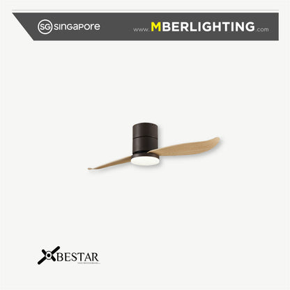 Bestar falcon 2 blades 46 inch ceiling fan in Pine blades and Black body with LED lights.