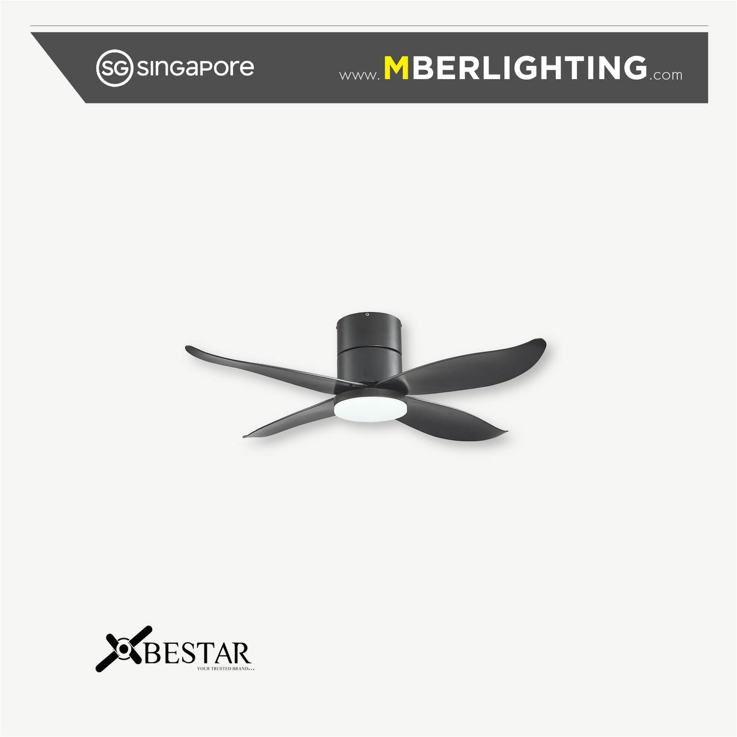 FALCON 4-Blades Hugger Ceiling Fan BLACK