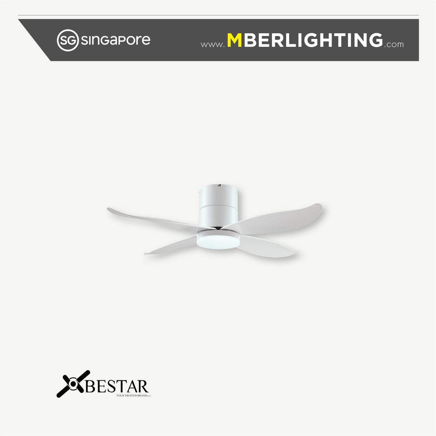 FALCON 4-Blades Hugger Ceiling Fan WHITE