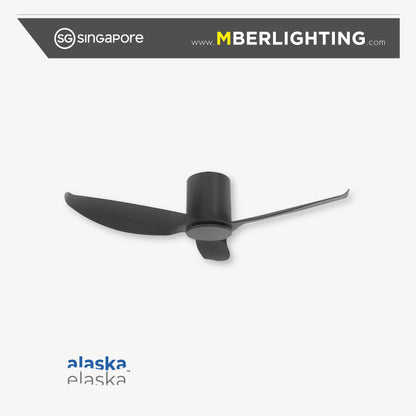 alaska fern 3 blade ceiling fan in full black without led